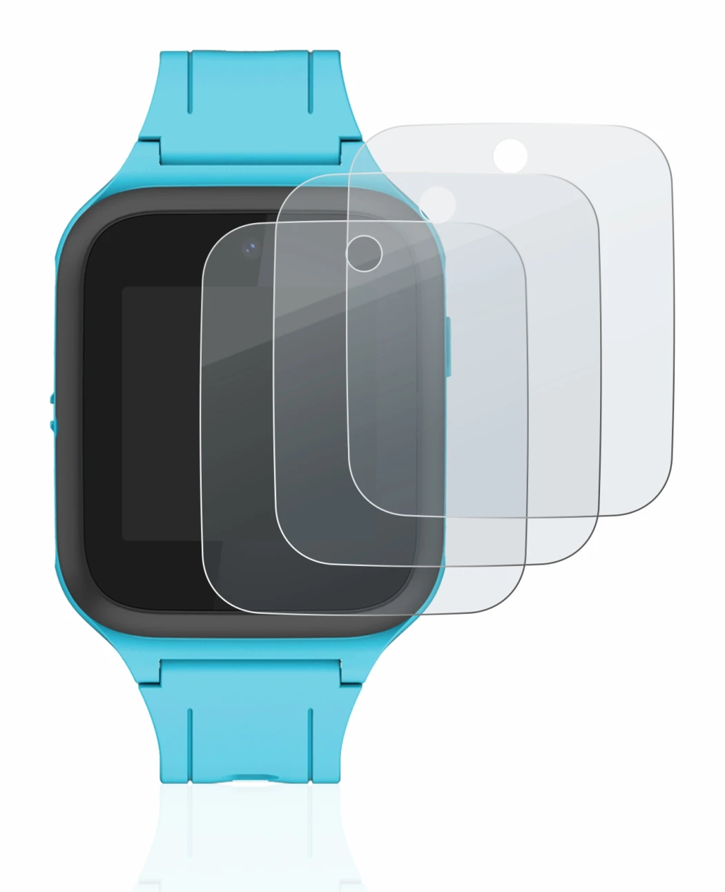 Immagine del dispositivo TCL Movetime FamilyWatch Kids MT40X con un'ampia varietà di protezioni per lo schermo.