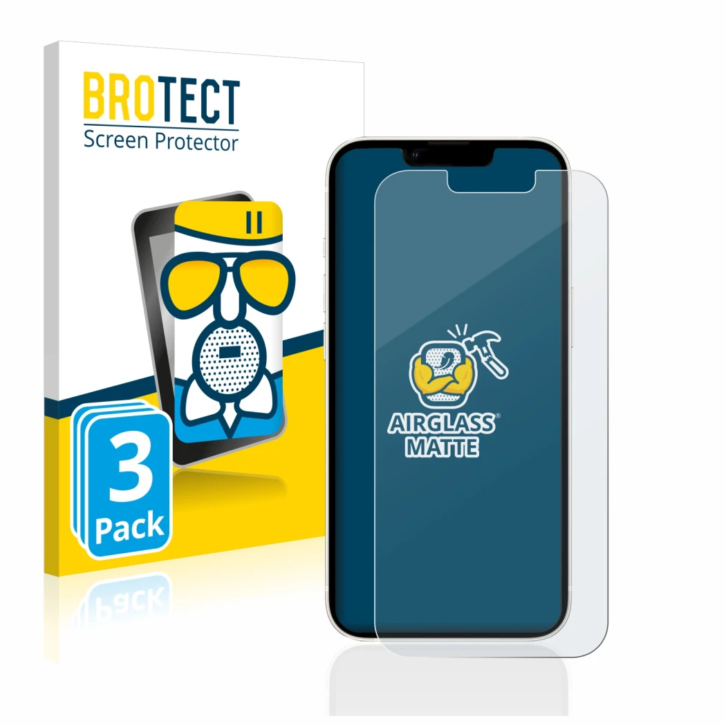 Parte frontale di una confezione del prodotto con il logo del marchio BROTECT. Accanto è raffigurato il dispositivo Apple iPho