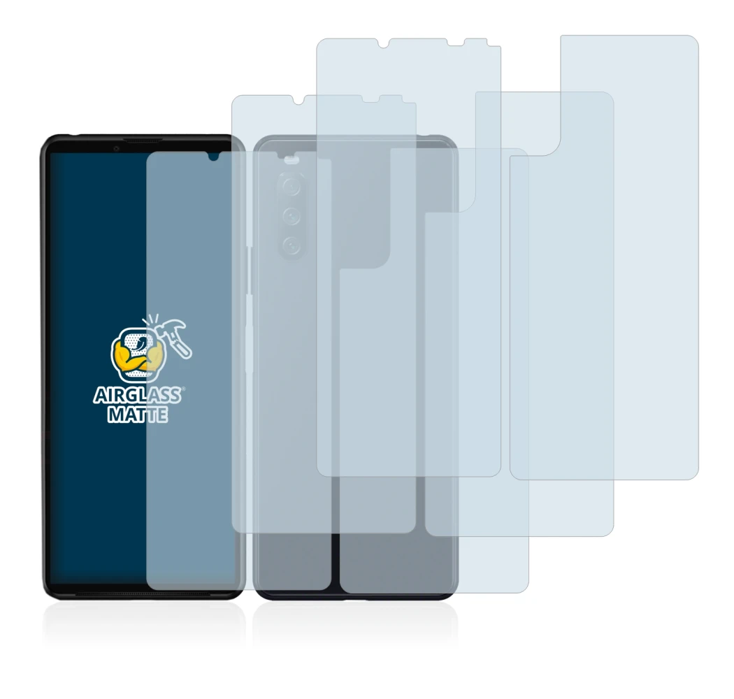 Immagine del dispositivo Sony Xperia 10 III (Fronte+Retro) con un'ampia varietà di protezioni per lo schermo.