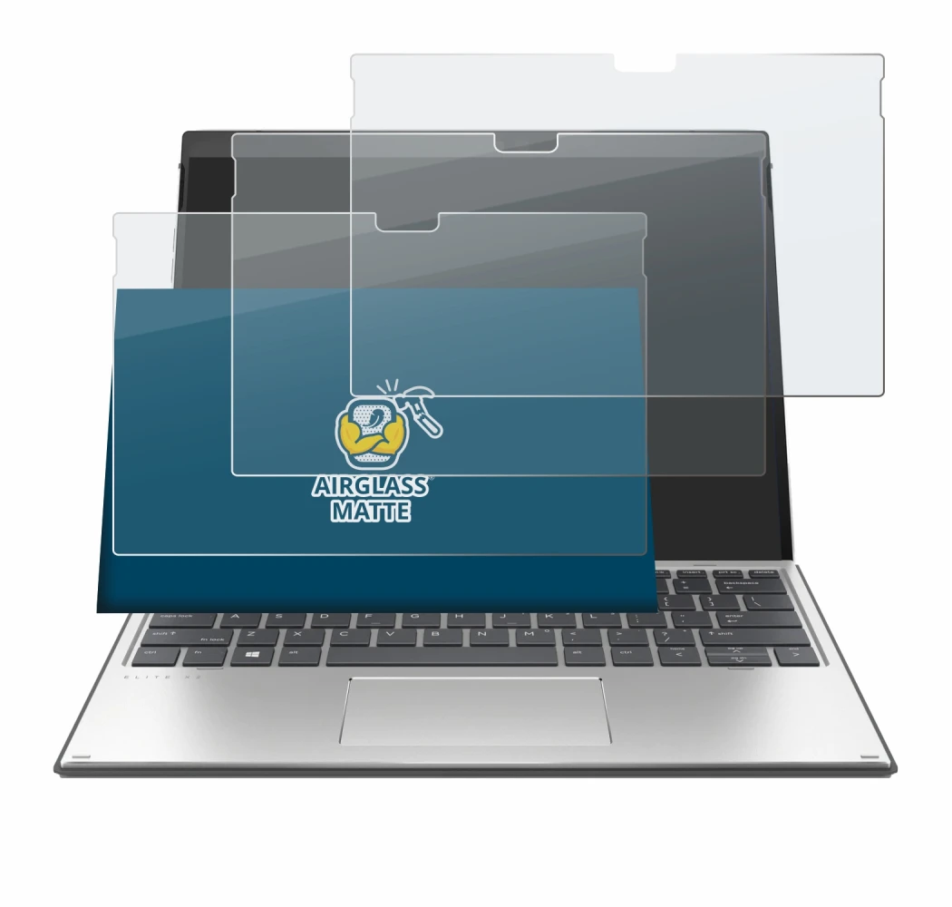 Immagine del dispositivo HP Elite x2 G8 con un'ampia varietà di protezioni per lo schermo.