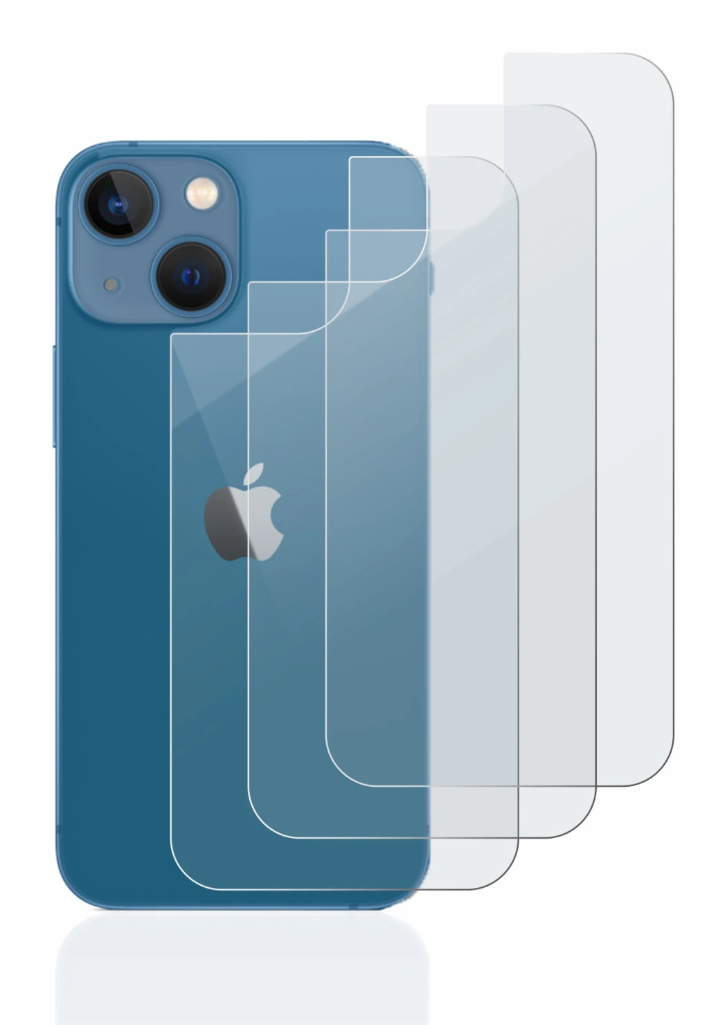 Immagine del dispositivo Apple iPhone 13 mini (Posteriore) con un'ampia varietà di protezioni per lo schermo.