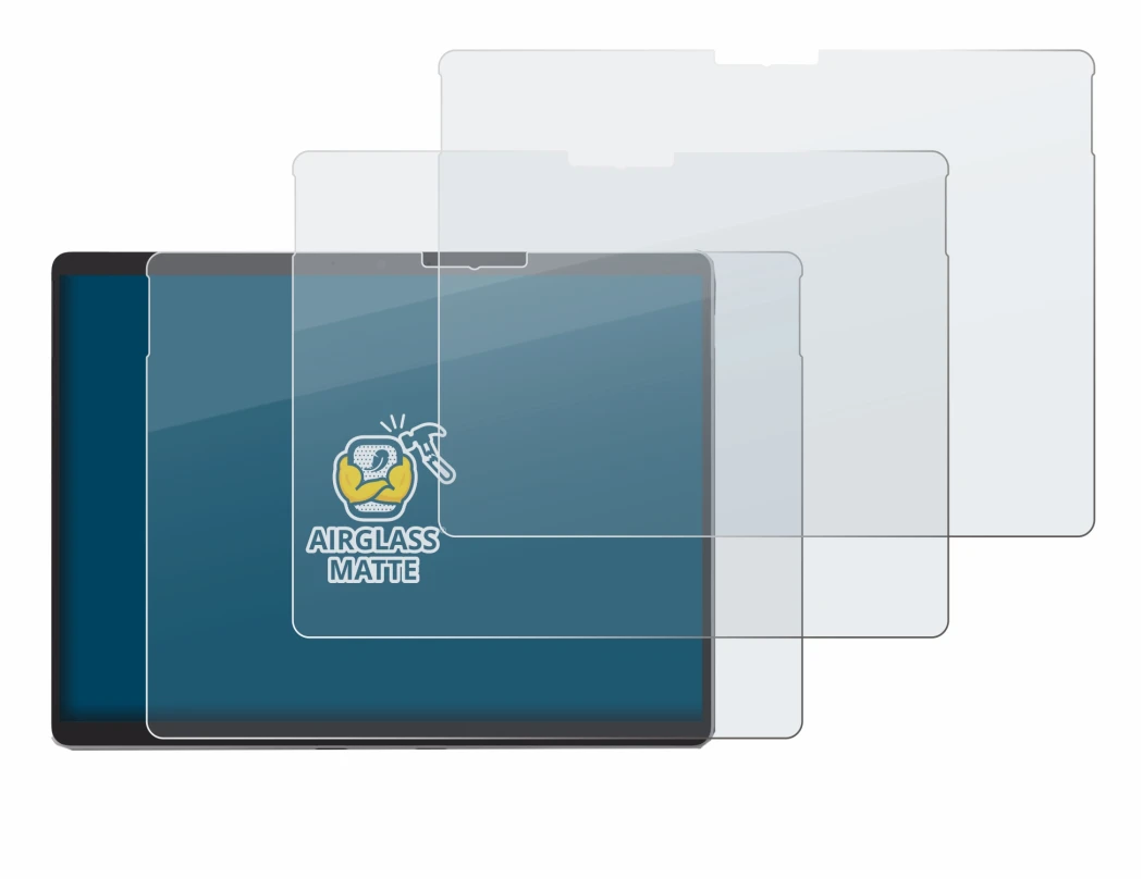 Immagine del dispositivo Microsoft Surface Pro 8 (2021) con un'ampia varietà di protezioni per lo schermo.