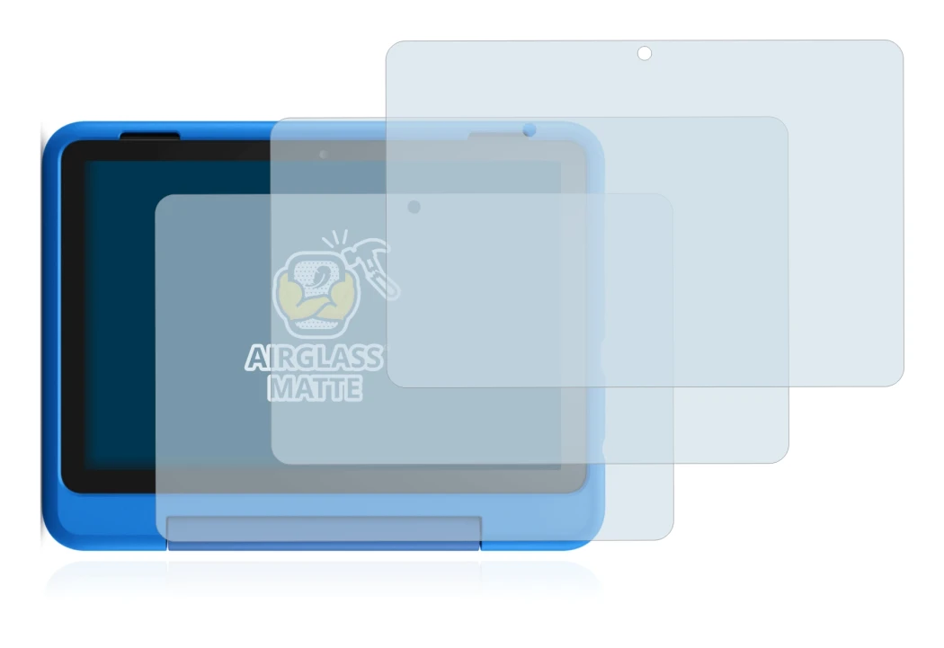 Immagine del dispositivo Amazon Fire HD 8 Kids Pro Edition 2021 (10a Gen.) con un'ampia varietà di protezioni per lo schermo.