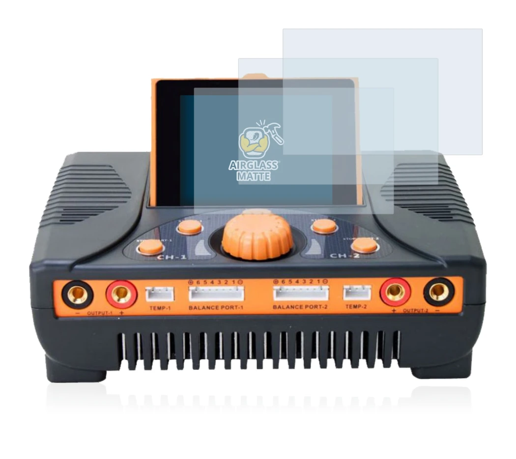 Immagine del dispositivo Junsi iCharger 406 Duo con un'ampia varietà di protezioni per lo schermo.