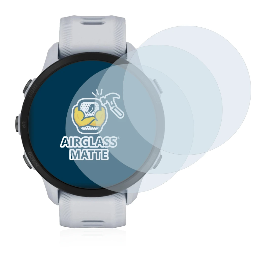 Immagine del dispositivo Garmin Forerunner 955 con un'ampia varietà di protezioni per lo schermo.