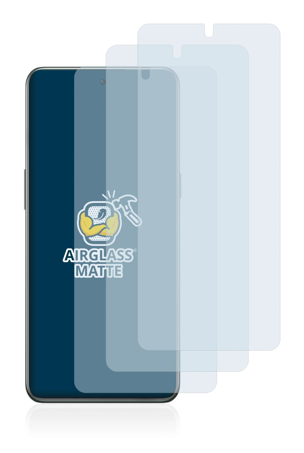 Immagine del dispositivo OnePlus 10T 5G con un'ampia varietà di protezioni per lo schermo.