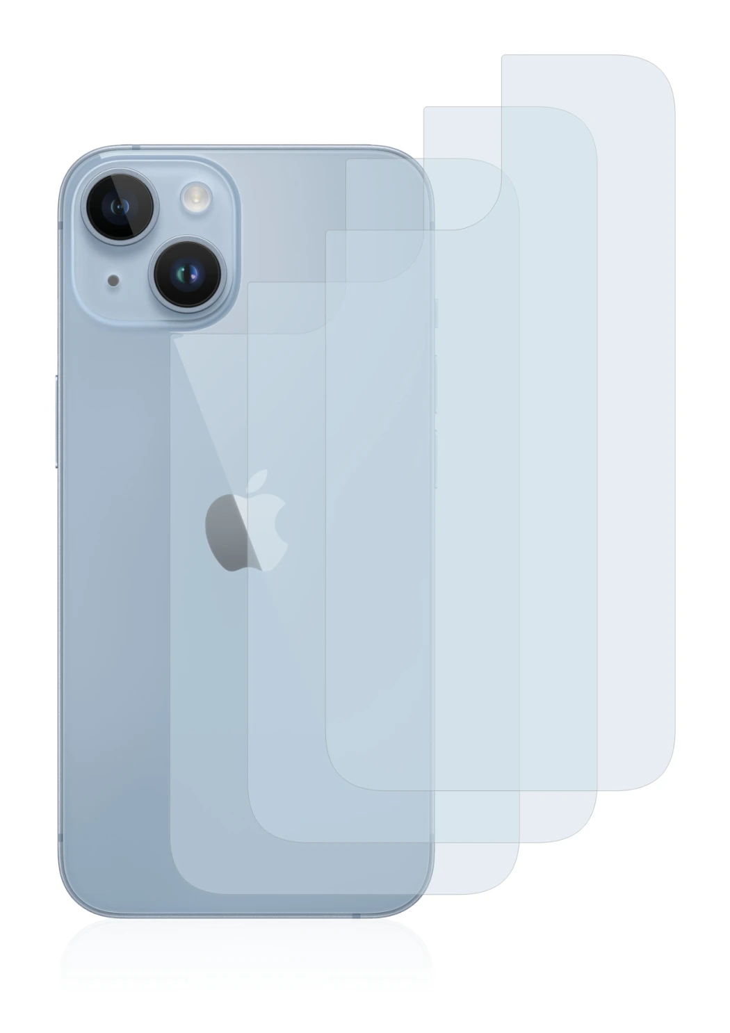 Immagine del dispositivo Apple iPhone 14 (Posteriore) con un'ampia varietà di protezioni per lo schermo.