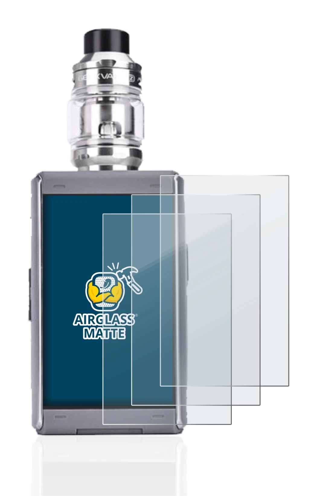 Immagine del dispositivo GeekVape T200 con un'ampia varietà di protezioni per lo schermo.