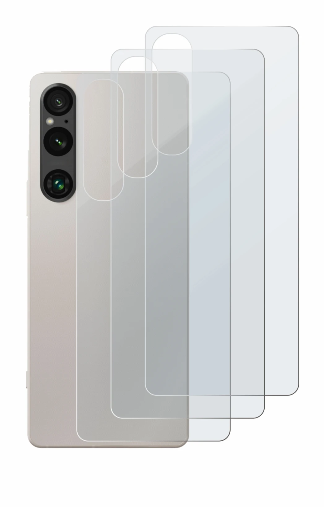 Immagine del dispositivo Sony Xperia 1 V (Posteriore) con un'ampia varietà di protezioni per lo schermo.