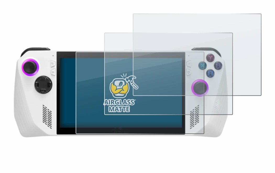 Immagine del dispositivo ASUS ROG Ally (2023) RC71L con un'ampia varietà di protezioni per lo schermo.