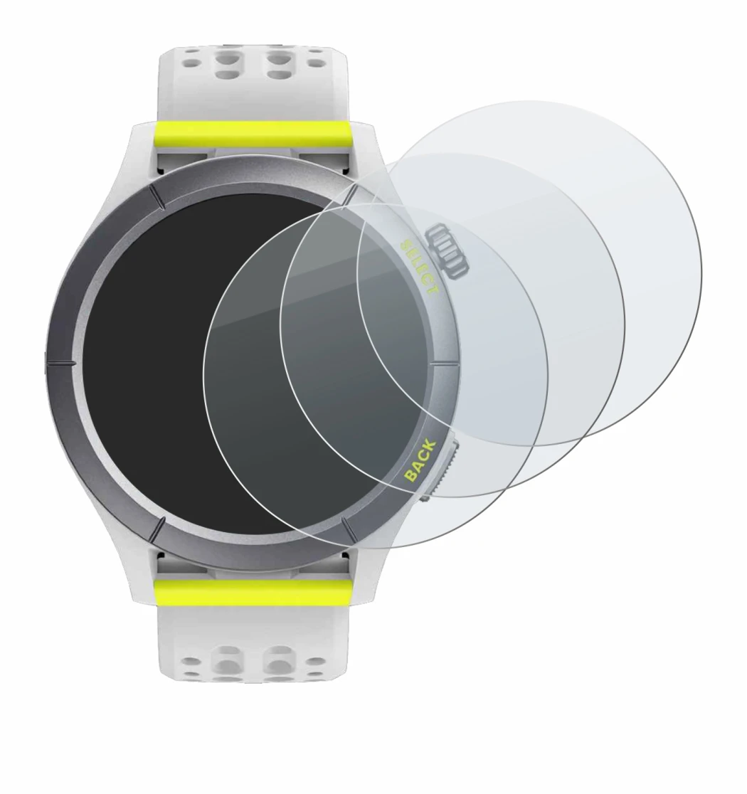 Immagine del dispositivo Huami Amazfit Cheetah con un'ampia varietà di protezioni per lo schermo.