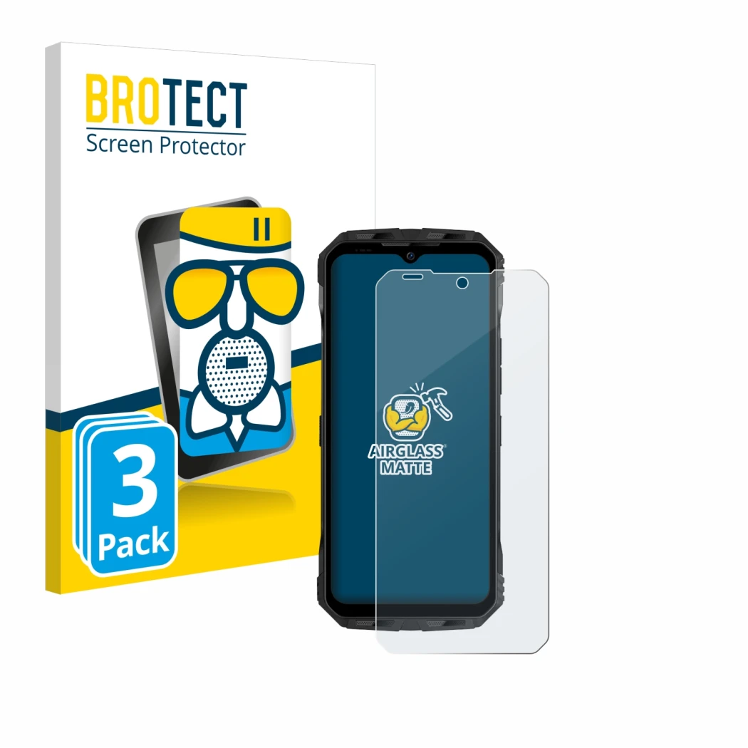 Parte frontale di una confezione del prodotto con il logo del marchio BROTECT. Accanto è raffigurato il dispositivo Doogee V30