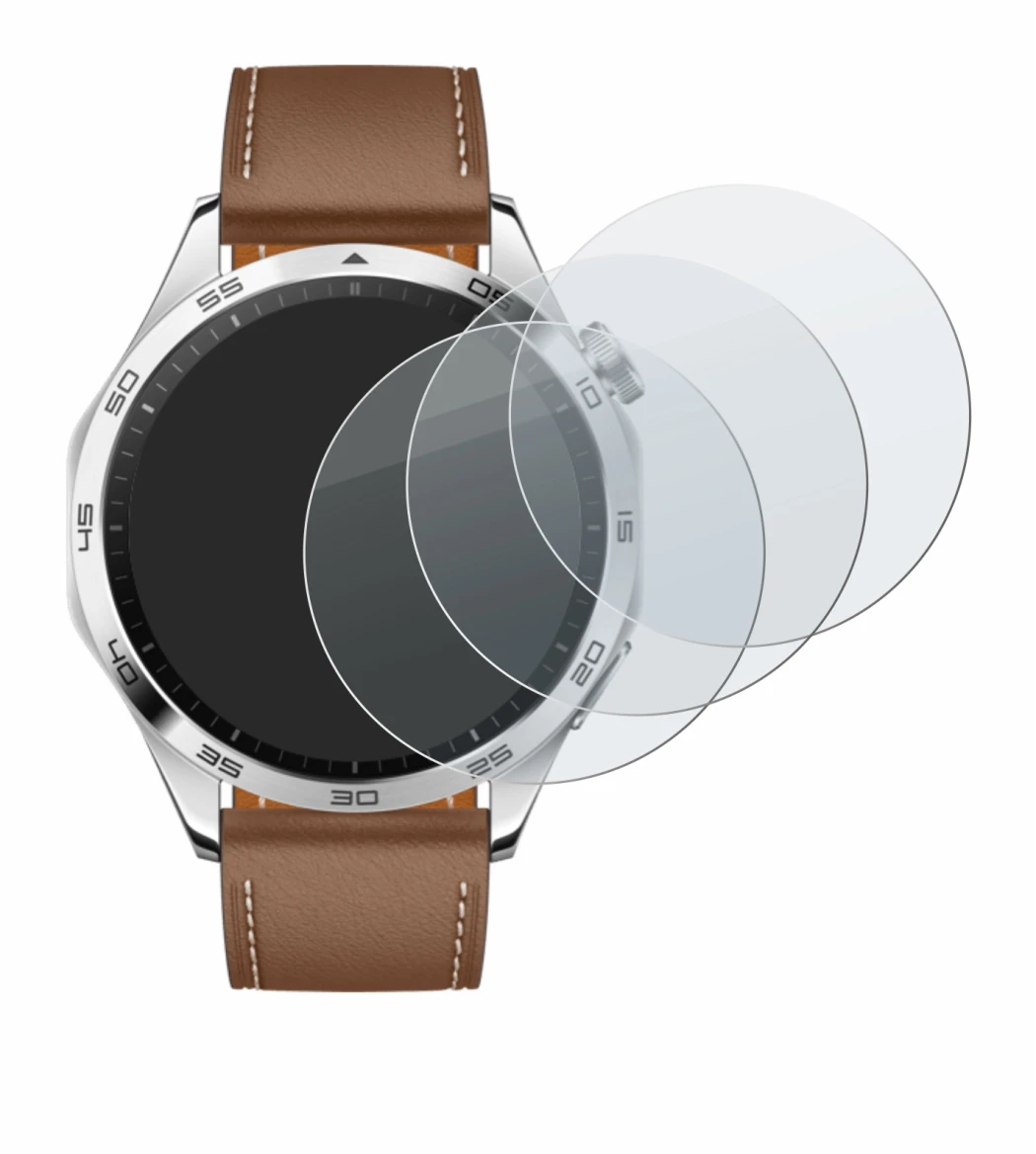 Immagine del dispositivo Huawei Watch GT 4 (46mm) con un'ampia varietà di protezioni per lo schermo.