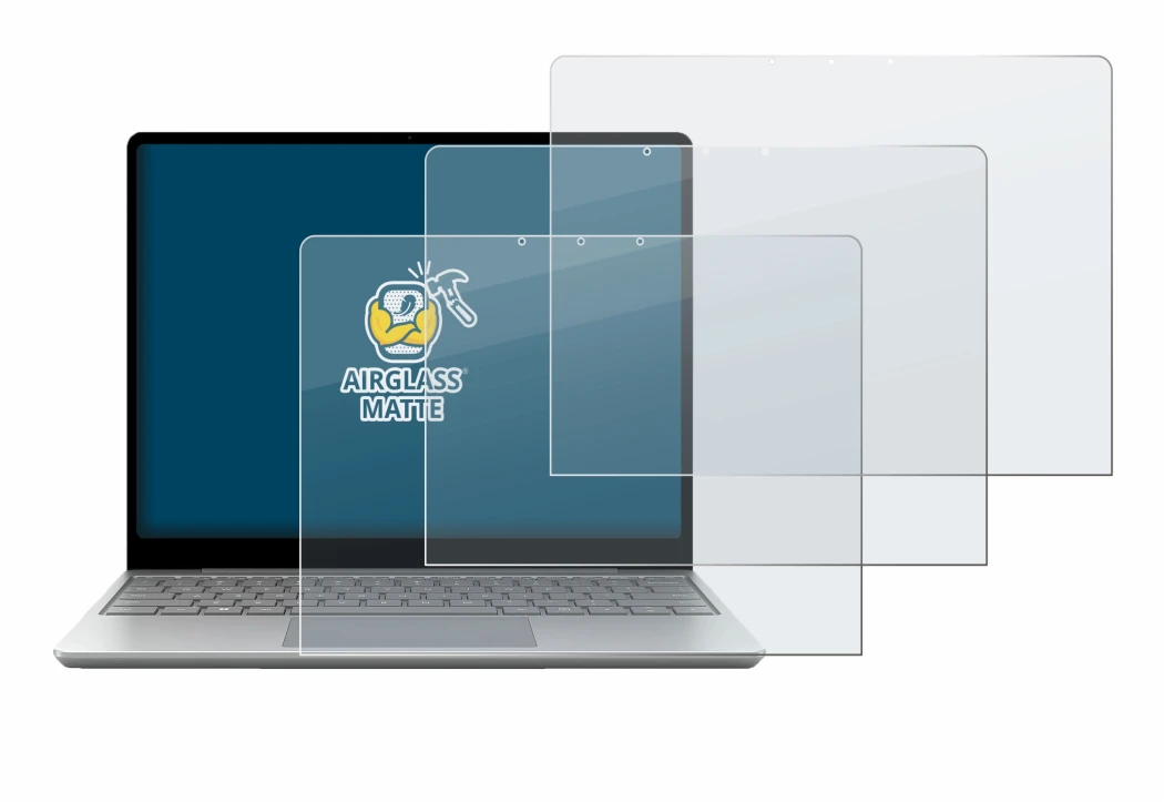 Immagine del dispositivo Microsoft Surface Laptop Go 3 Business con un'ampia varietà di protezioni per lo schermo.