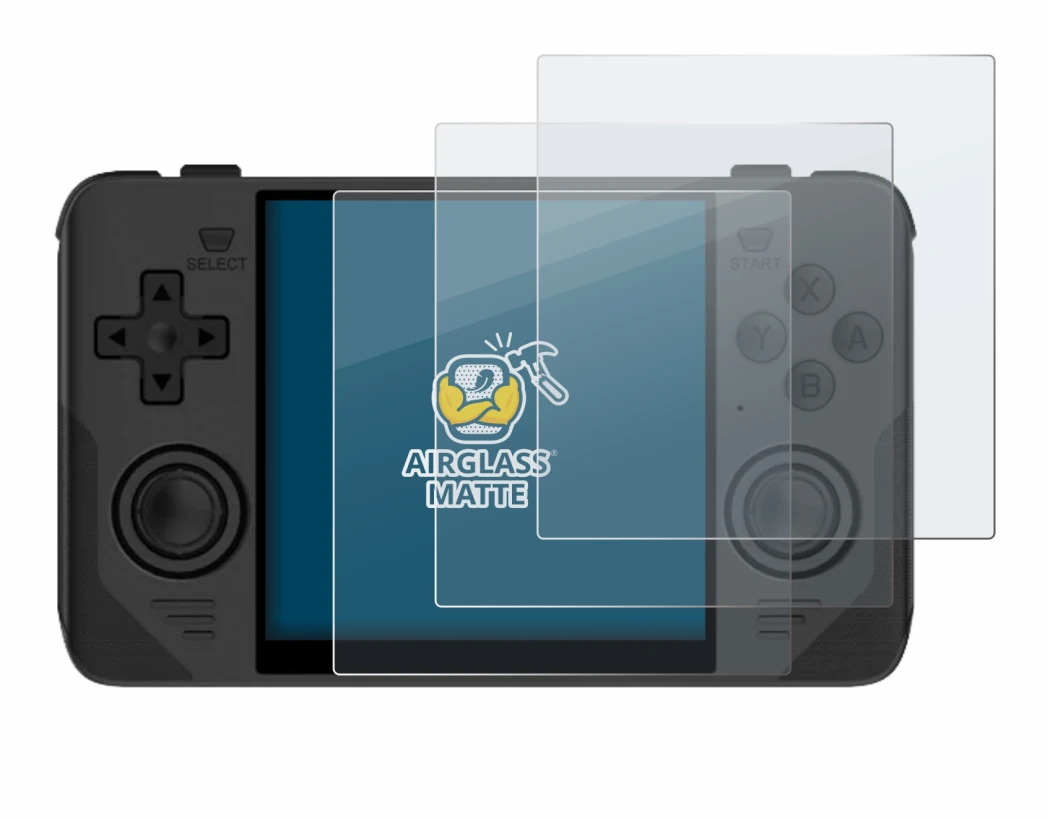 Immagine del dispositivo Powkiddy RGB30 con un'ampia varietà di protezioni per lo schermo.