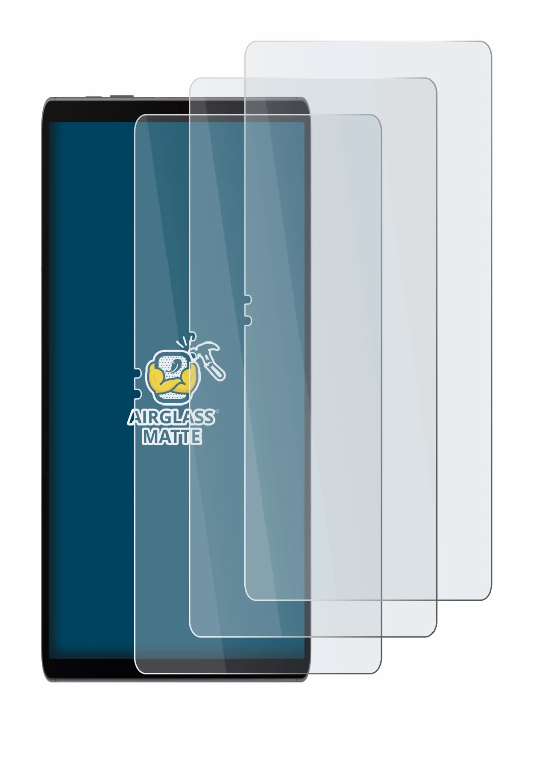 Immagine del dispositivo Samsung Galaxy Tab S9 FE con un'ampia varietà di protezioni per lo schermo.