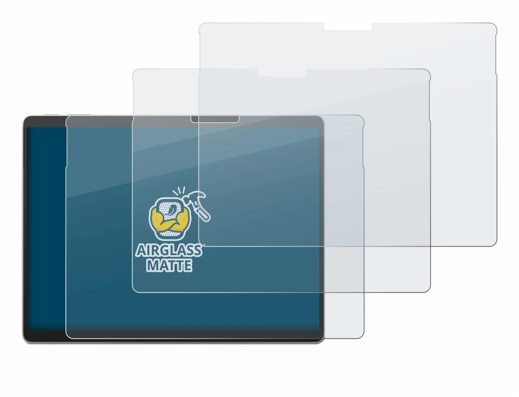 Immagine del dispositivo Microsoft Surface Pro 10 con un'ampia varietà di protezioni per lo schermo.