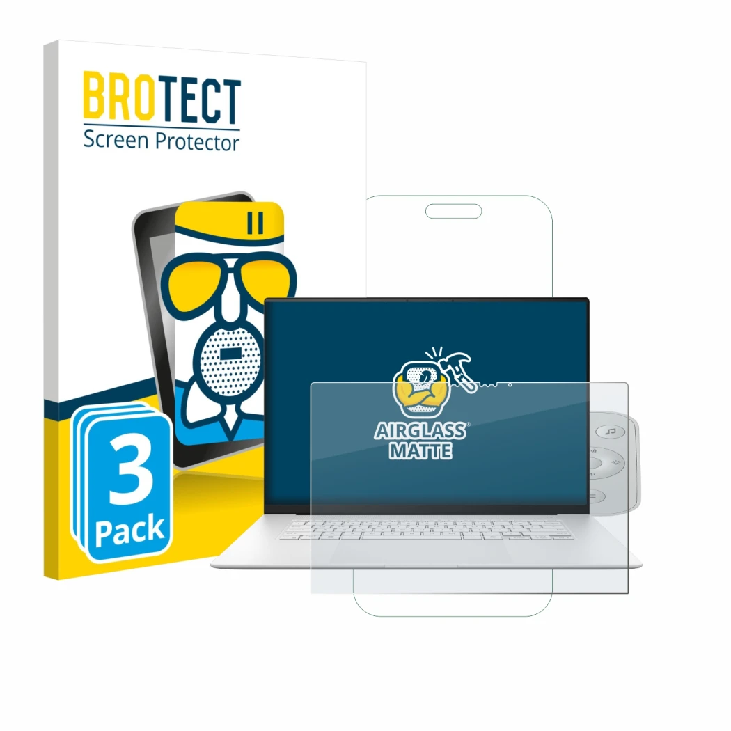 Parte frontale di una confezione del prodotto con il logo del marchio BROTECT. Accanto è raffigurato il dispositivo ASUS ZenBo