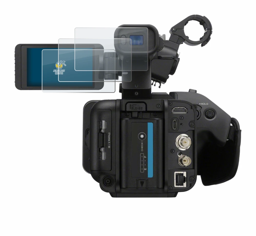 Immagine del dispositivo Sony PXW-Z200 con un'ampia varietà di protezioni per lo schermo.