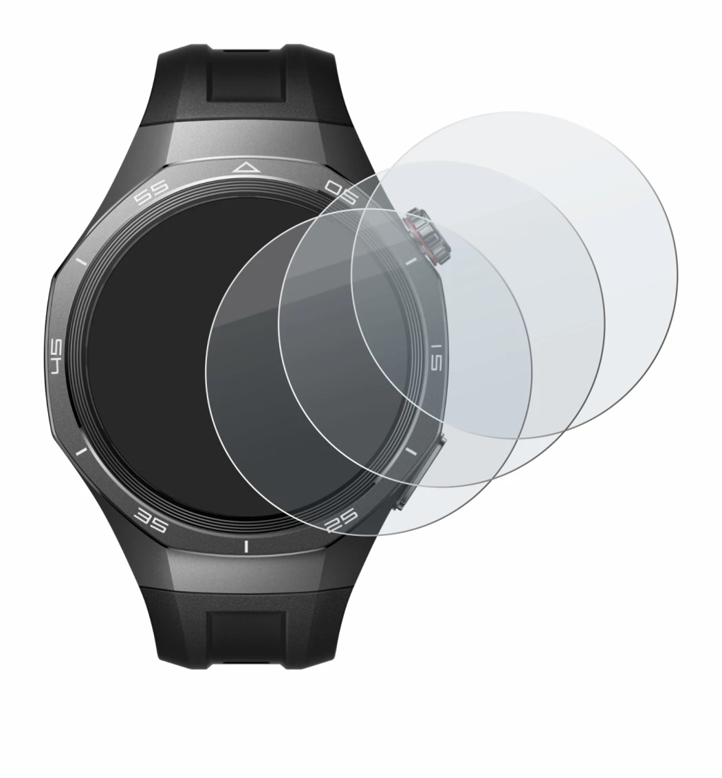 Immagine del dispositivo Huawei Watch GT 5 Pro (46 mm) con un'ampia varietà di protezioni per lo schermo.