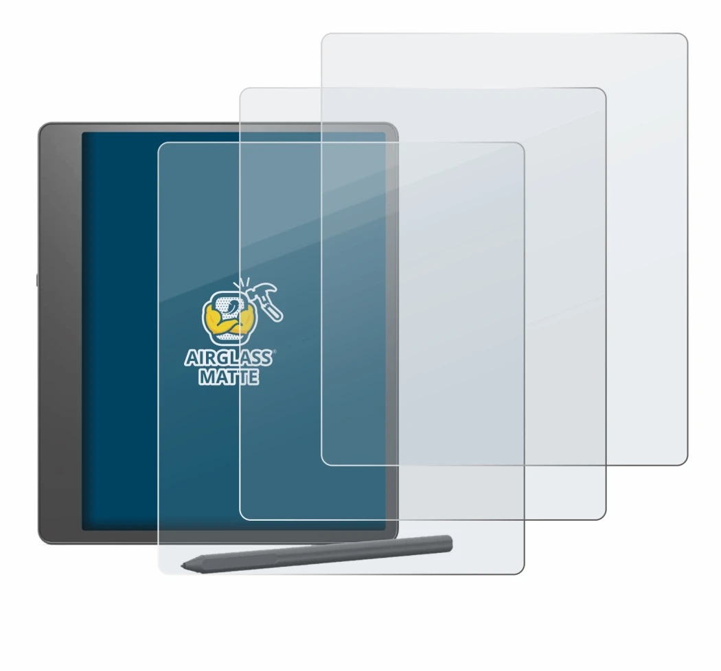 Immagine del dispositivo Amazon Kindle Scribe 2024 con un'ampia varietà di protezioni per lo schermo.