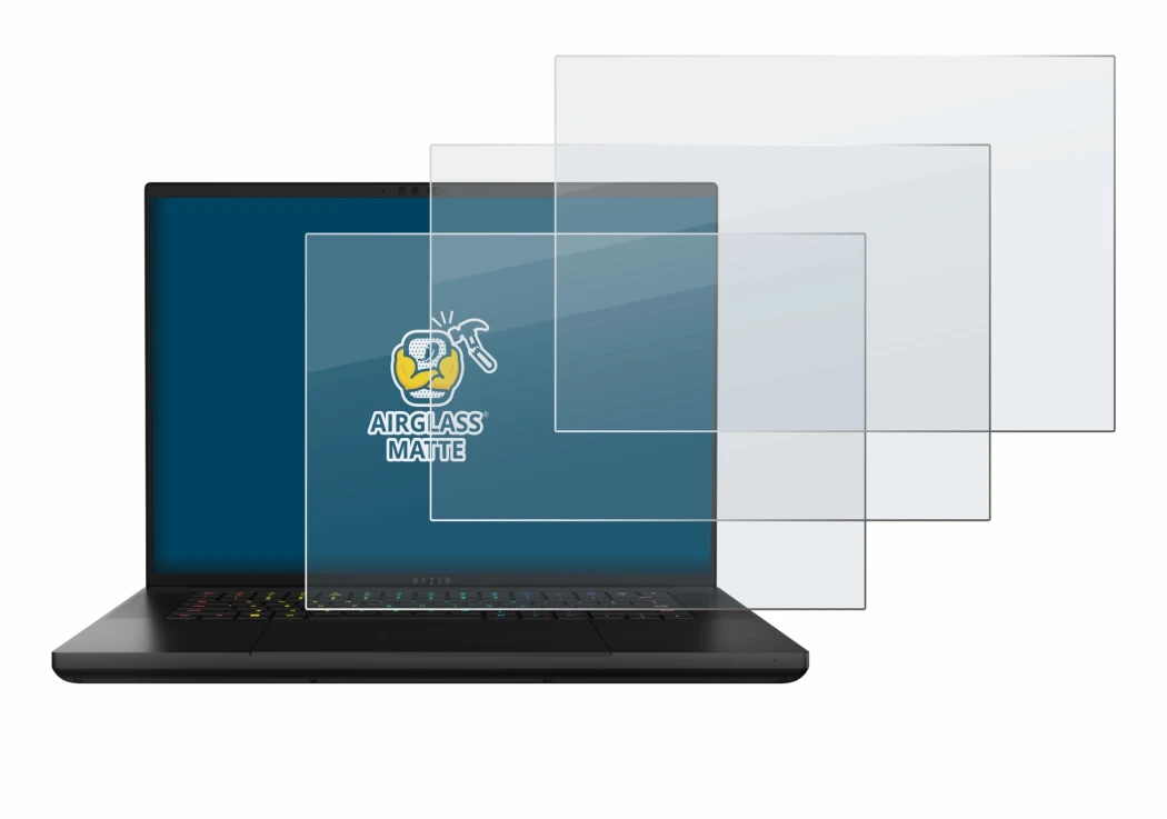 Immagine del dispositivo Razer Blade 16 2024 con un'ampia varietà di protezioni per lo schermo.