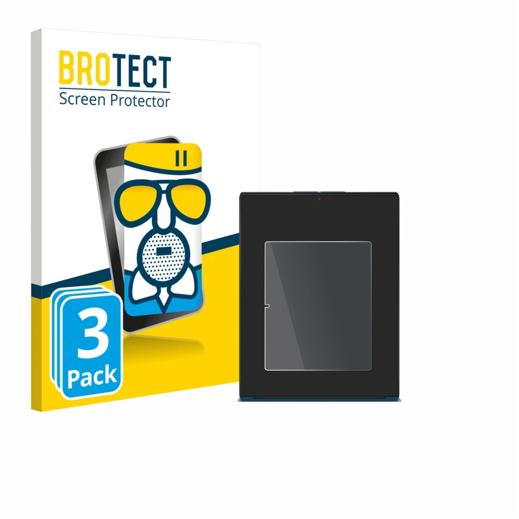 Parte frontale di una confezione del prodotto con il logo del marchio BROTECT. Accanto è raffigurato il dispositivo Lenovo Yog