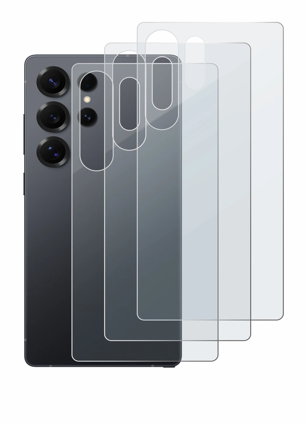 Immagine del dispositivo Samsung Galaxy S25 Ultra (Posteriore) con un'ampia varietà di protezioni per lo schermo.