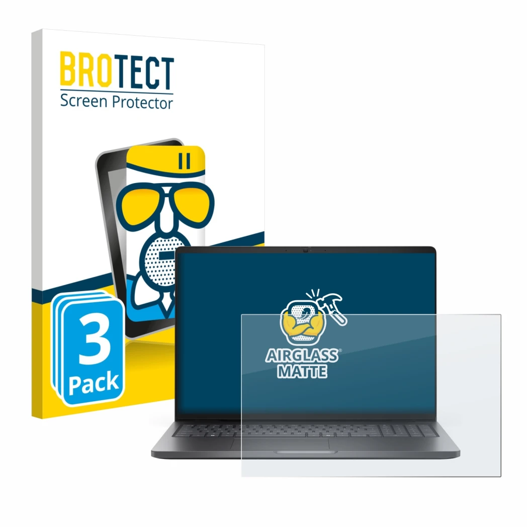 Parte frontale di una confezione del prodotto con il logo del marchio BROTECT. Accanto è raffigurato il dispositivo Dell Pro 1