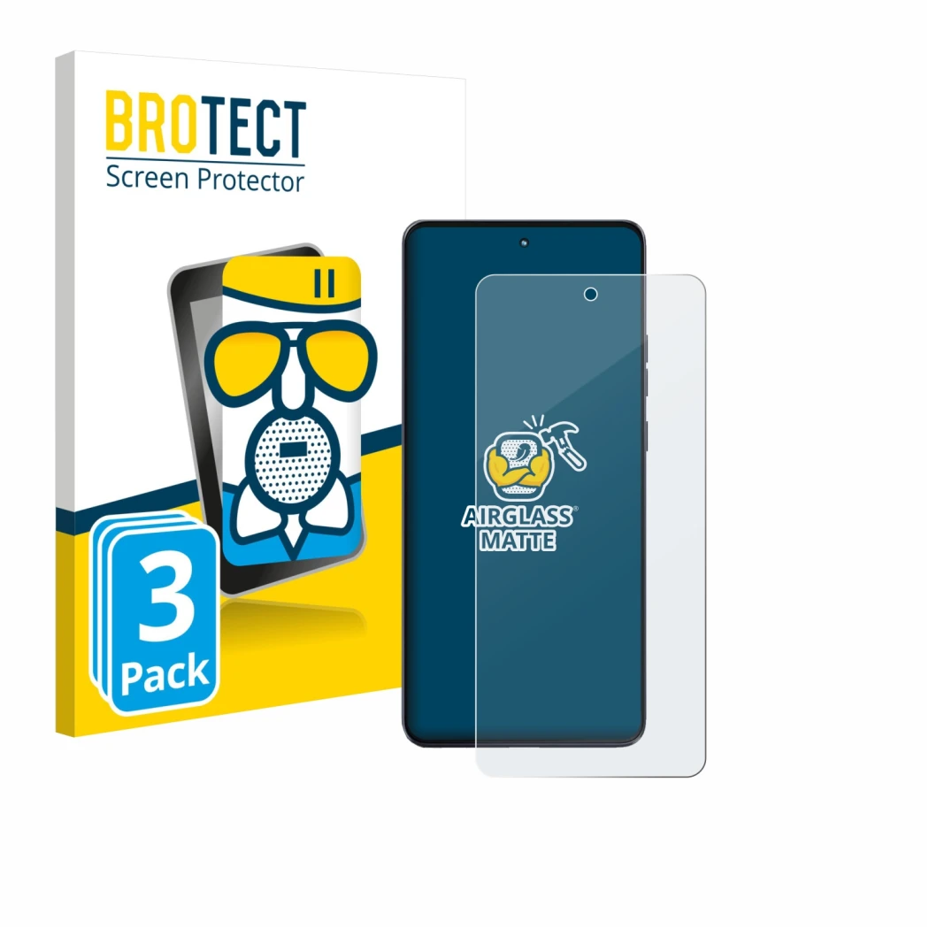 Parte frontale di una confezione del prodotto con il logo del marchio BROTECT. Accanto è raffigurato il dispositivo Motorola M