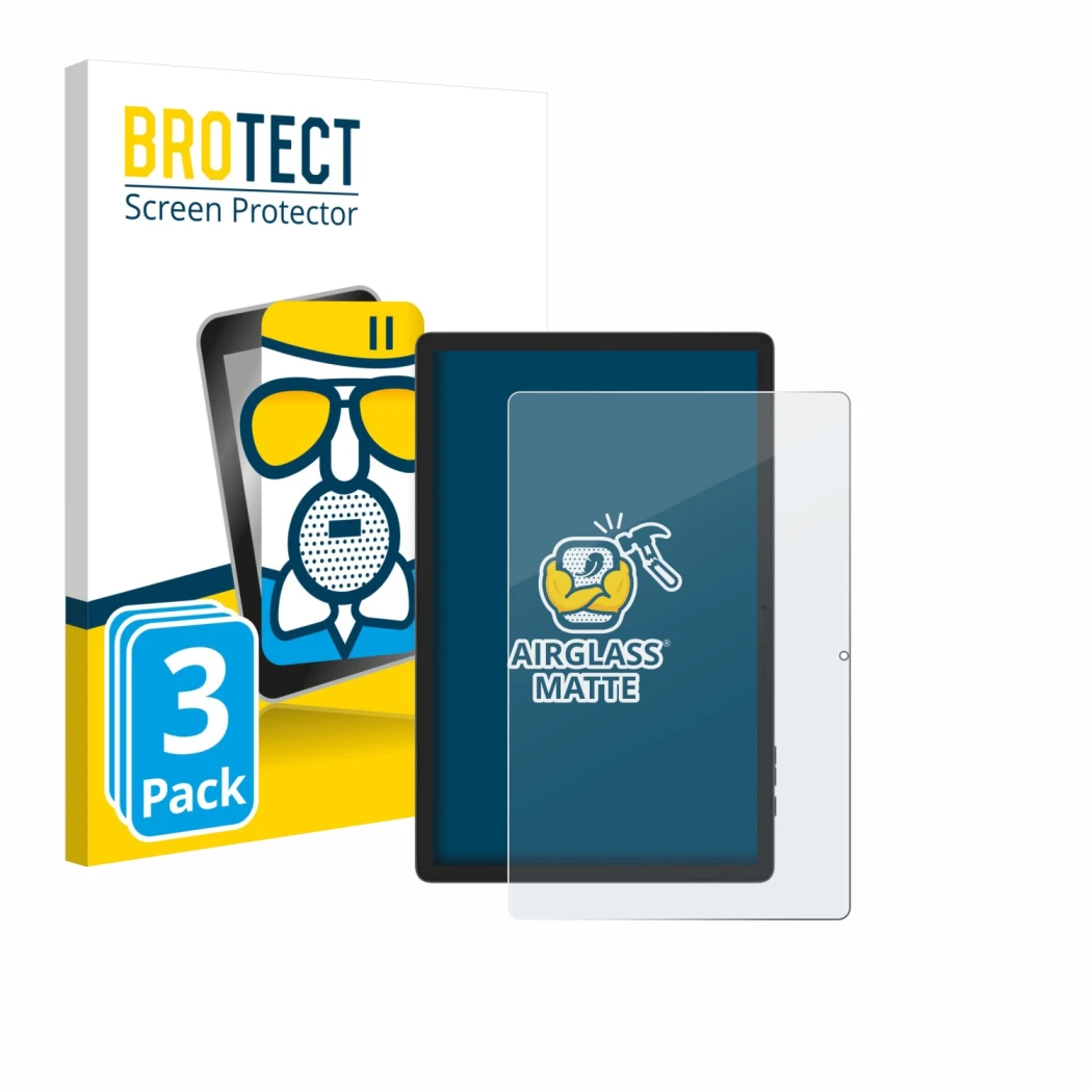 Parte frontale di una confezione del prodotto con il logo del marchio BROTECT. Accanto è raffigurato il dispositivo Doogee Tab
