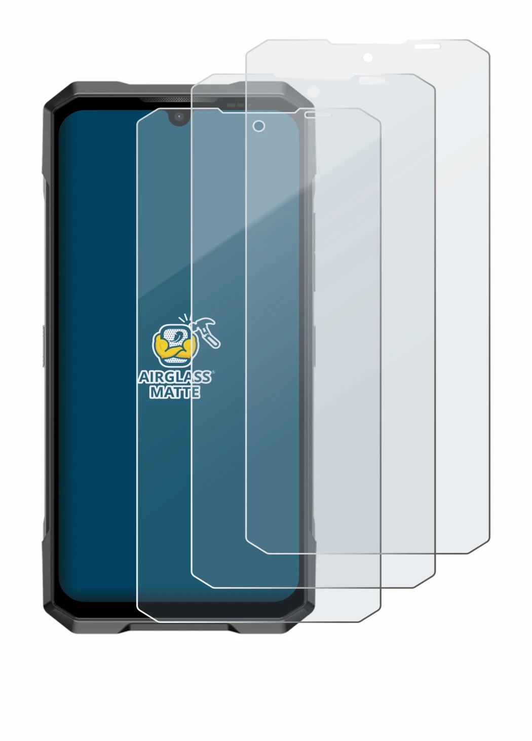 Immagine del dispositivo Doogee Blade GT Play con un'ampia varietà di protezioni per lo schermo.