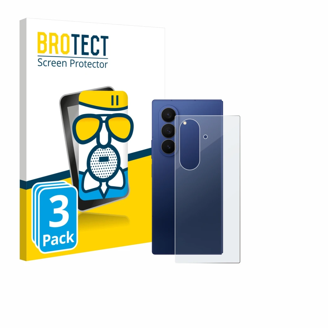 Parte frontale di una confezione del prodotto con il logo del marchio BROTECT. Accanto è raffigurato il dispositivo Samsung Ga