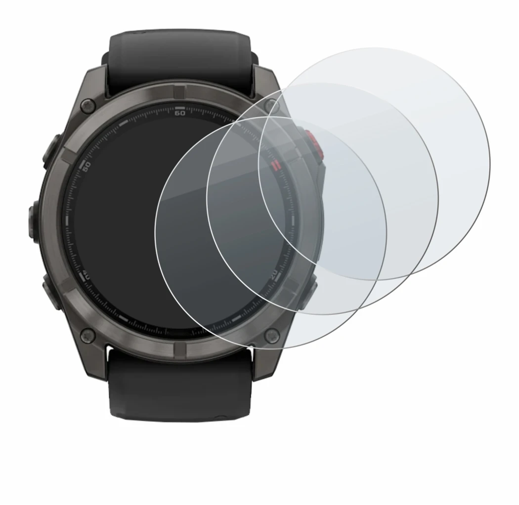 Immagine del dispositivo Garmin Fenix 8 Pro AMOLED (51 mm) con un'ampia varietà di protezioni per lo schermo.