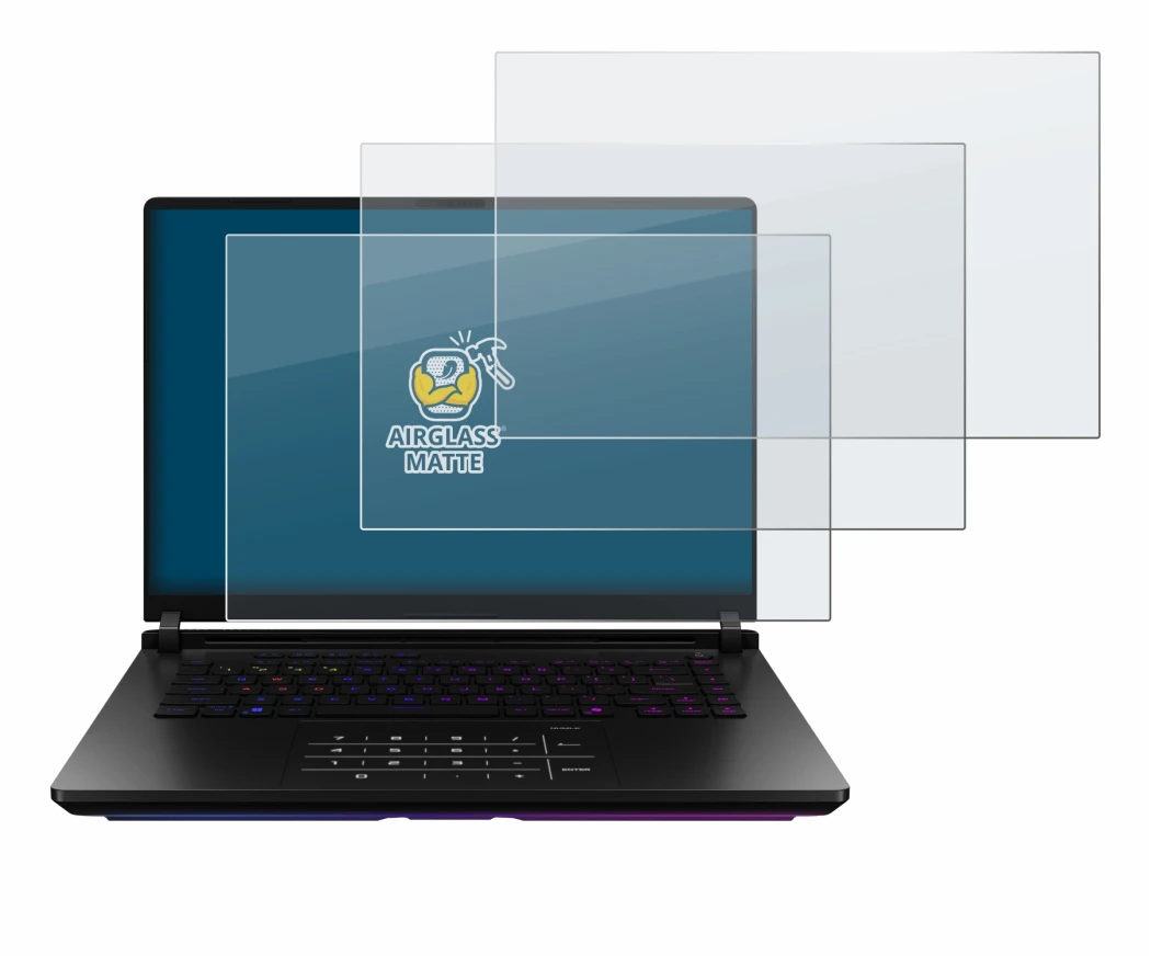 Immagine del dispositivo ASUS ROG Strix SCAR 18 2025 con un'ampia varietà di protezioni per lo schermo.