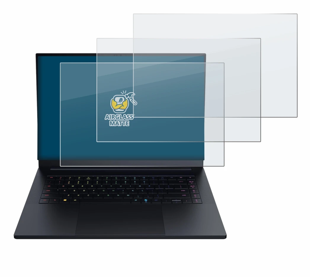 Immagine del dispositivo Razer Blade 16 2025 con un'ampia varietà di protezioni per lo schermo.