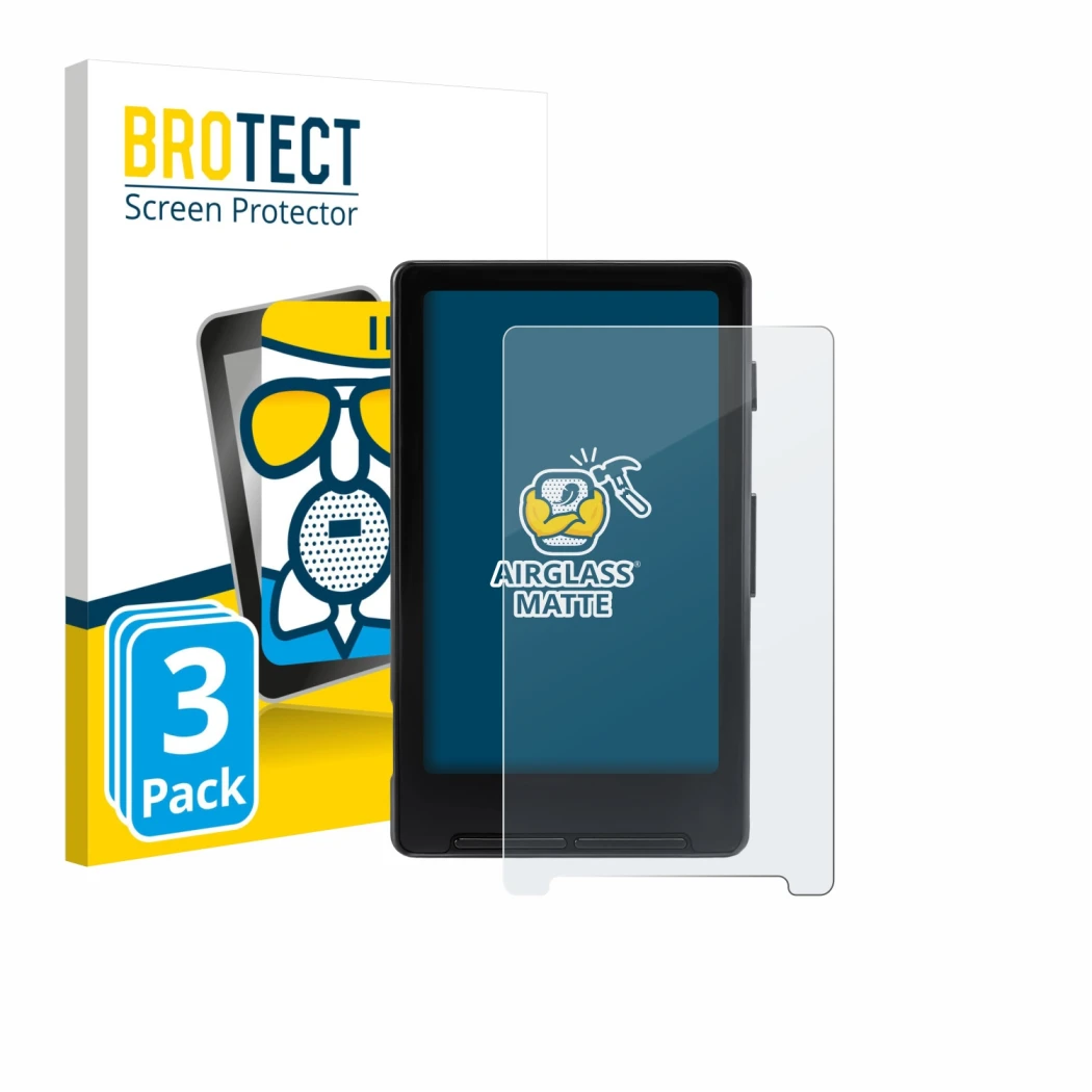 Parte frontale di una confezione del prodotto con il logo del marchio BROTECT. Accanto è raffigurato il dispositivo Xteink X4 