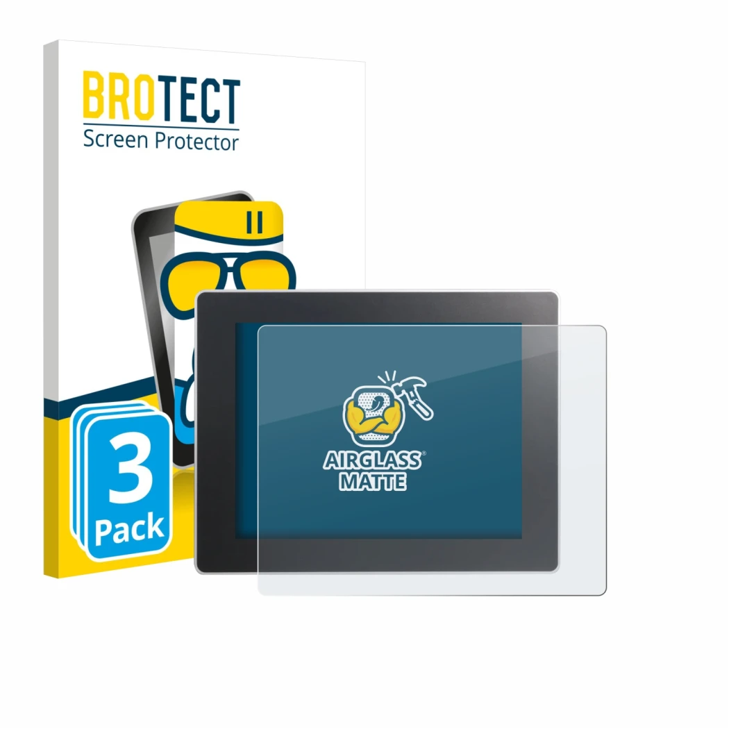 Parte frontale di una confezione del prodotto con il logo del marchio BROTECT. Accanto è raffigurato il dispositivo Weintek cM