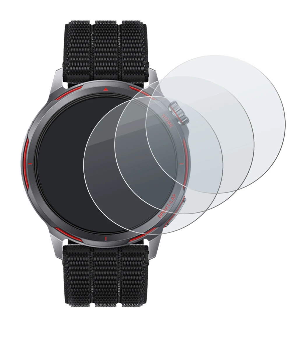 Immagine del dispositivo Huawei Watch GT Runner 2 con un'ampia varietà di protezioni per lo schermo.