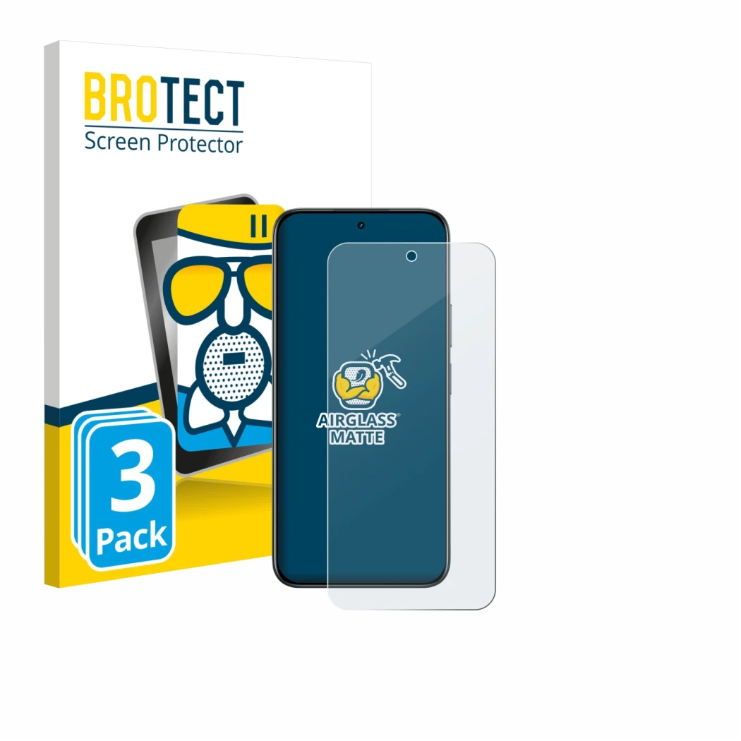 Parte frontale di una confezione del prodotto con il logo del marchio BROTECT. Accanto è raffigurato il dispositivo realme C85