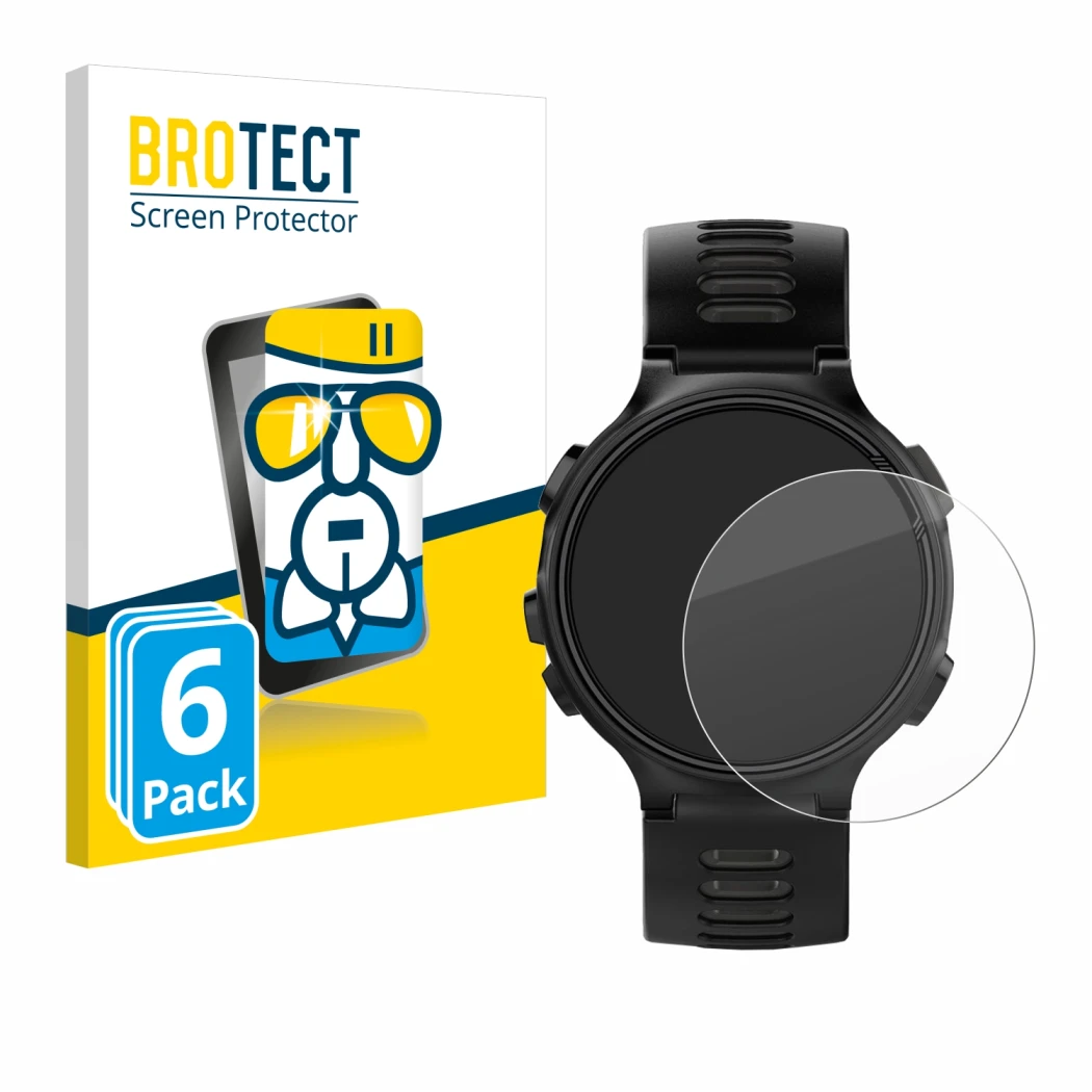 Parte frontale di una confezione del prodotto con il logo del marchio BROTECT. Accanto è raffigurato il dispositivo Garmin For