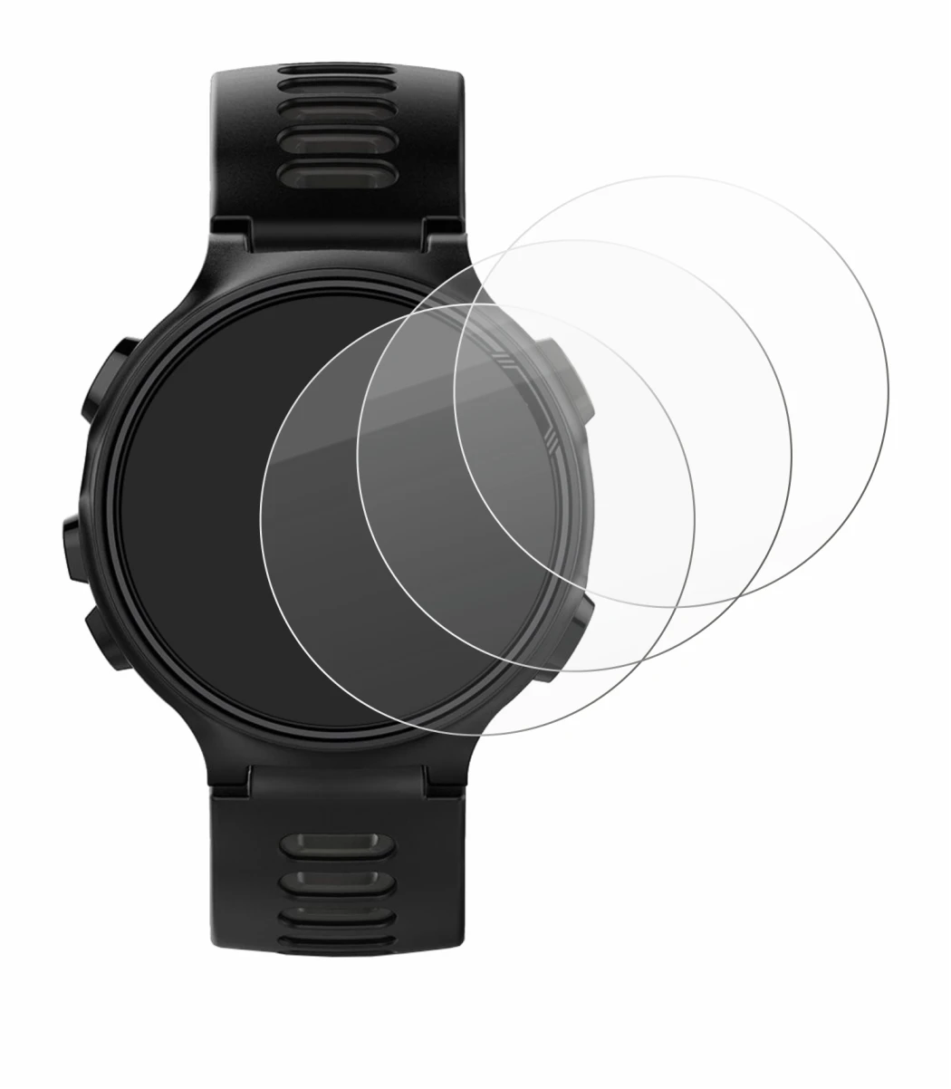 Immagine del dispositivo Garmin Forerunner 735XT con un'ampia varietà di protezioni per lo schermo.