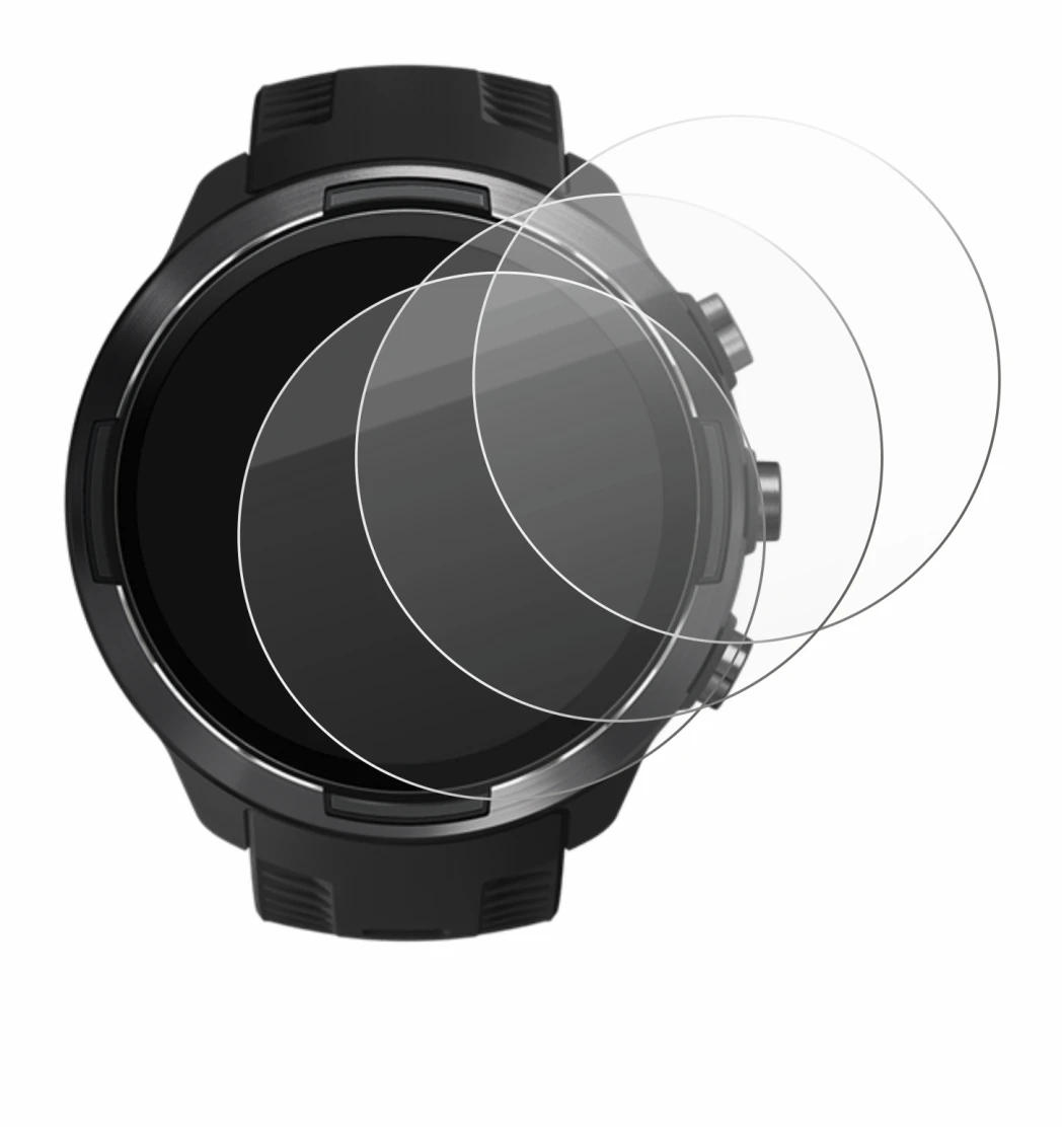 Immagine del dispositivo Suunto 9 con un'ampia varietà di protezioni per lo schermo.