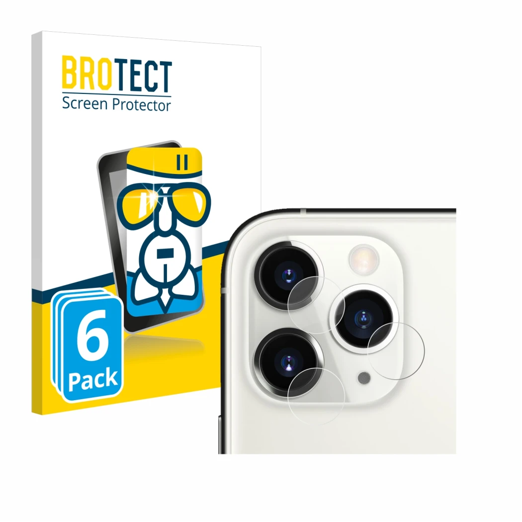 Parte frontale di una confezione del prodotto con il logo del marchio BROTECT. Accanto è raffigurato il dispositivo Apple iPho