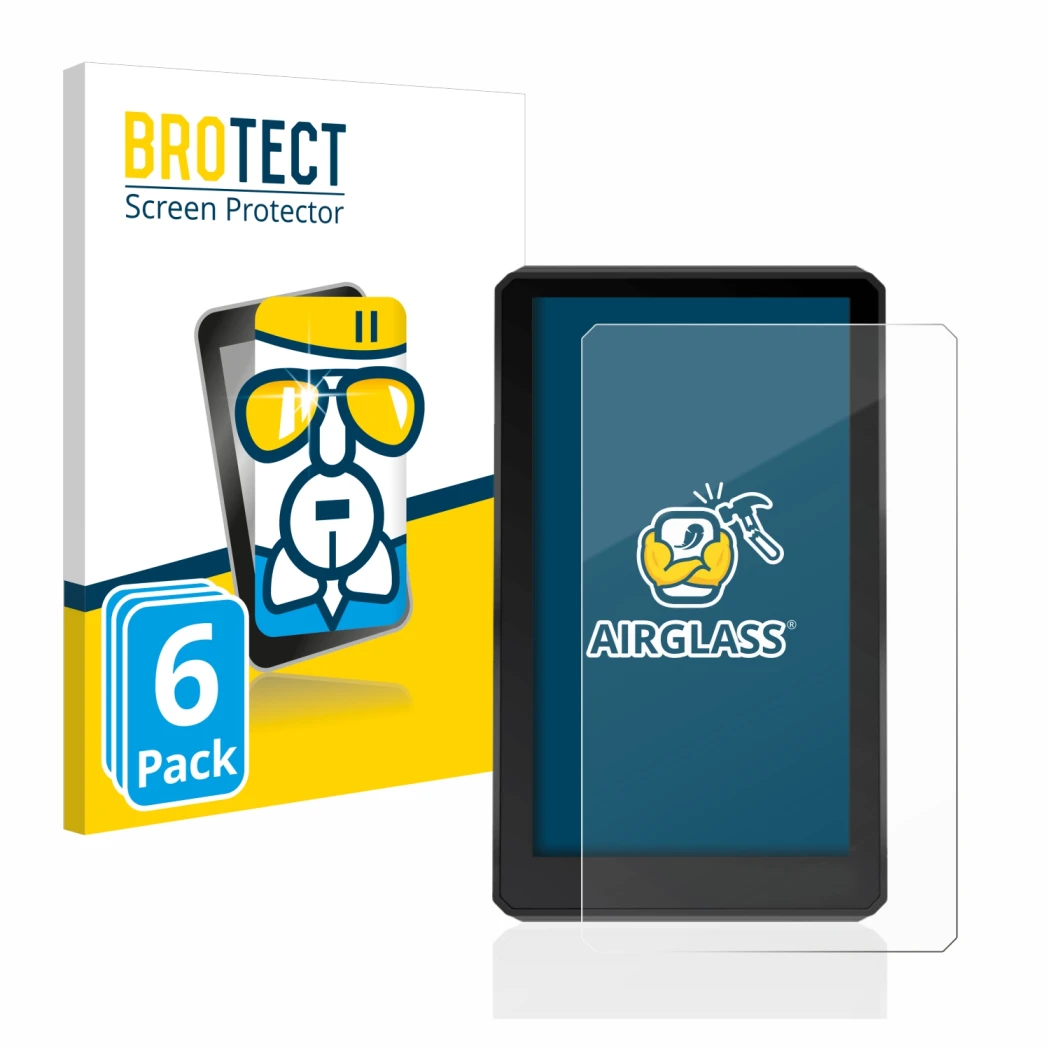 Parte frontale di una confezione del prodotto con il logo del marchio BROTECT. Accanto è raffigurato il dispositivo Garmin zum