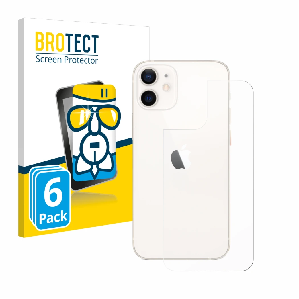 Parte frontale di una confezione del prodotto con il logo del marchio BROTECT. Accanto è raffigurato il dispositivo Apple iPho