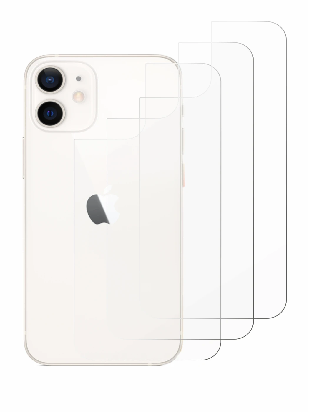Immagine del dispositivo Apple iPhone 12 mini (Posteriore) con un'ampia varietà di protezioni per lo schermo.