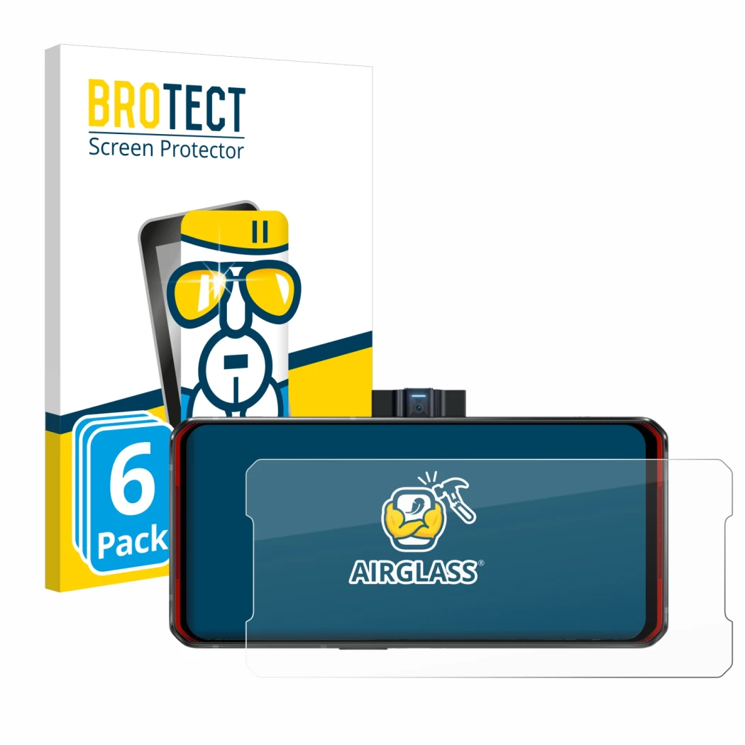 Parte frontale di una confezione del prodotto con il logo del marchio BROTECT. Accanto è raffigurato il dispositivo Lenovo Leg