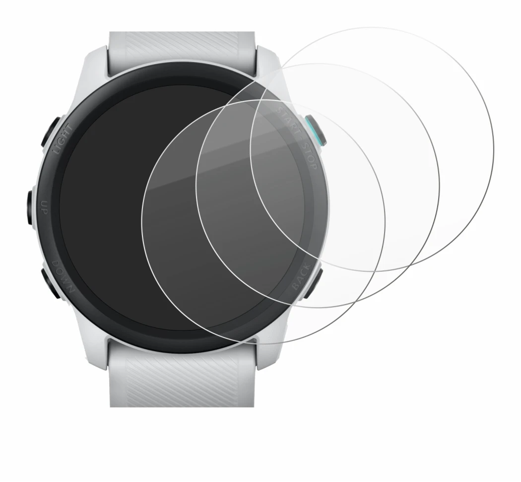 Immagine del dispositivo Garmin Forerunner 745 con un'ampia varietà di protezioni per lo schermo.