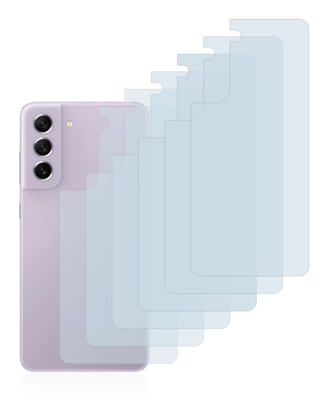Immagine del dispositivo Samsung Galaxy S21 FE 5G (Posteriore) con un'ampia varietà di protezioni per lo schermo.